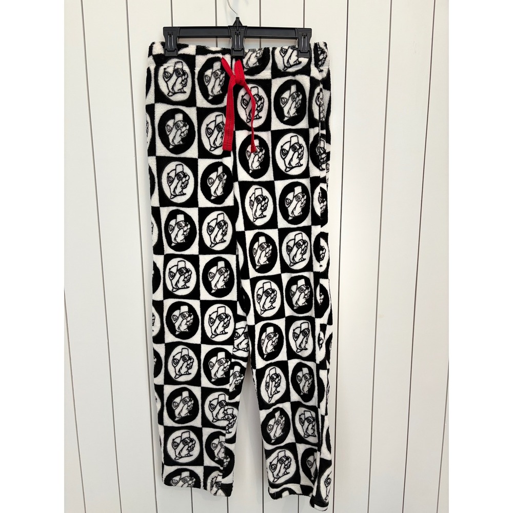 Buc-ee's Checkered Fleece Pajama Pants Women Medium Black White Mascot